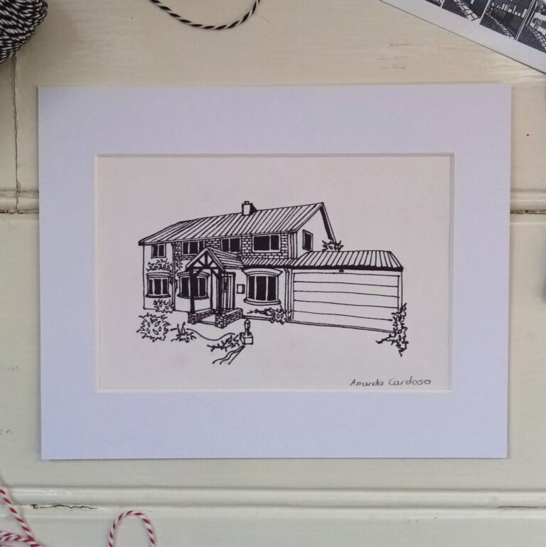 Portrait of your House in Pen and Ink - Amanda Cardoso Printmaker